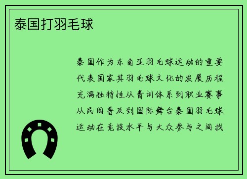 泰国打羽毛球